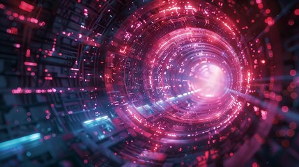 Illustrate the intrigue and excitement of uncovering cryptic messages from deep space with a high-angle view Use a futuristic color palette and dynamic composition to visually 