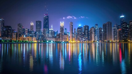 Fototapeta premium Nighttime Photography: Grab your camera and explore night scenes. Capture long-exposure shots of city lights, star trails, or illuminated landmarks for stunning nighttime images. 