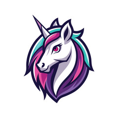 Unicorn head mascot logo vector illustration 