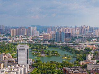 Fototapeta premium Skyline view of Wuhan City landmark
