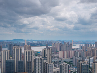 Fototapeta premium Skyline view of Wuhan City landmark