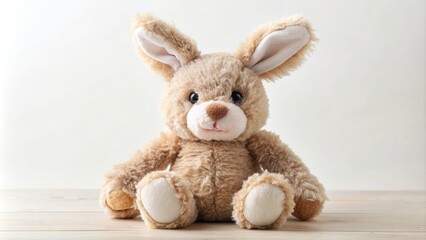 Fototapeta premium Cute and fluffy bunny rabbit stuffed toy perfect for children's playtime or nursery decor, bunny, rabbit, stuffed toy, animal