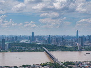 Fototapeta premium Skyline view of Wuhan City landmark