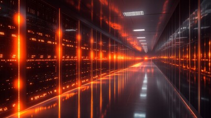 Fototapeta premium Data center filled with rows and rows of servers.