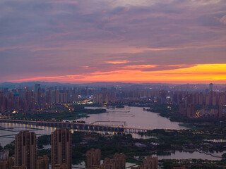 Fototapeta premium Skyline view of Wuhan City landmark