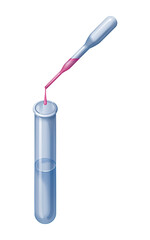 試験管にスポイトで試薬を入れる