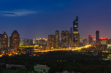 Naklejka premium Skyline view of Wuhan City landmark