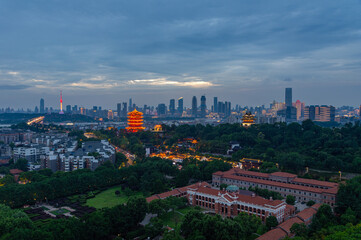 Skyline view of Wuhan City landmark