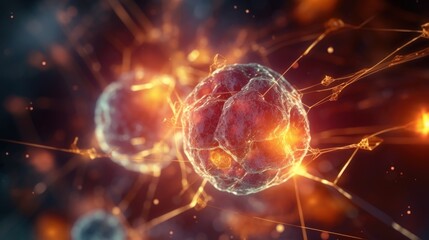 Obraz premium Microscopic View of Connected Cells