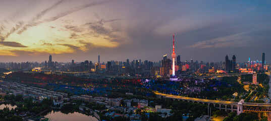 Skyline view of Wuhan City landmark