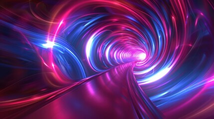 Obraz premium Vibrant abstract light tunnel with swirling neon colors creating