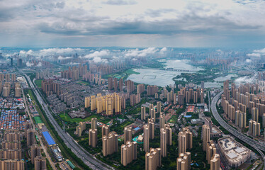 Fototapeta premium Skyline view of Wuhan City landmark
