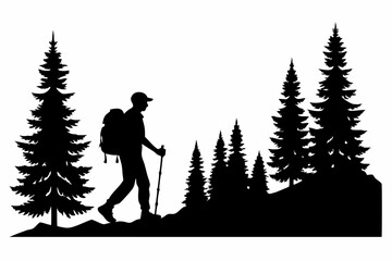 hiking silhouette vector illustration