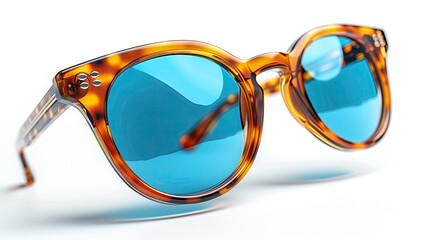 Sunglasses floating in the air, isolated on white background