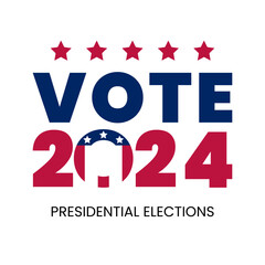 Vote 2024. Presidential Elections. Patriotic american poster, card, banner or background. Vector flat illustration. Red, blue colors