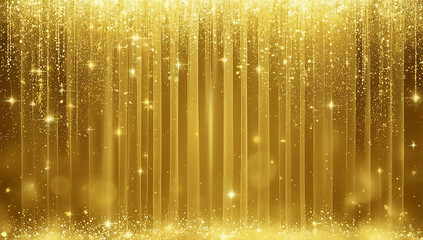 A sparkling, golden background with a layer of shimmering glitter, creating a sense of luxury and elegance. Abstract, minimalist