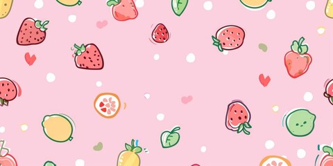 Cute Kawaii Background with High Detail. Plain Background Concept