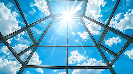 Glass ceiling roof in a sunny day special with beautiful sky