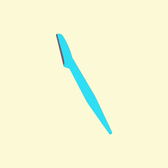 Eyebrow razor vector illustration. Trimming knife on yellow background