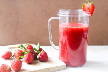 strawberry smoothie with strawberries