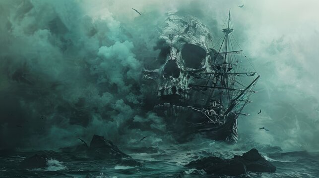 Treasure Island Adventure. Pirate background with high detailed plain background concept