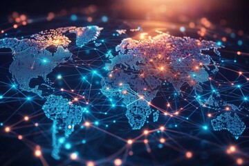 Global Digital Business Network Connection Illustration created with Generative AI