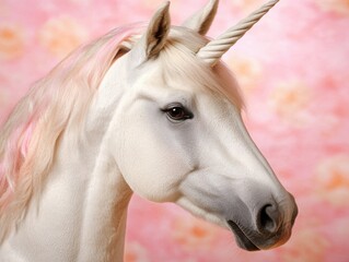 Majestic white unicorn with flowing mane