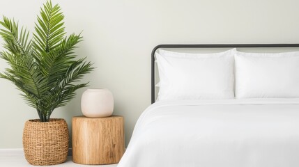 cozy bedroom with tropical plant decor