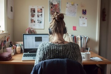 Students using laptops to search for the best work-from-home jobs.