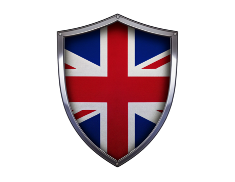 3D rendering of British flag shield