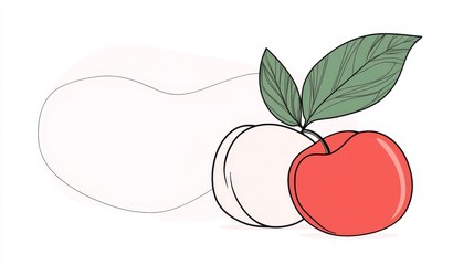 Minimalist hand-drawn nectarine, clean line art style, gentle and smooth curves, pure white backdrop