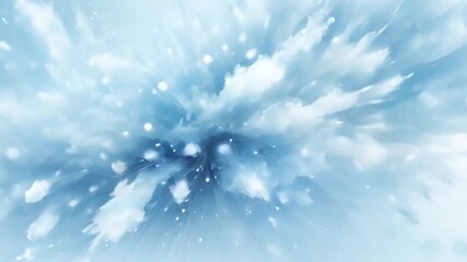 Abstract Blue Background with Snowy Cloud Burst, Winter Themed Design  