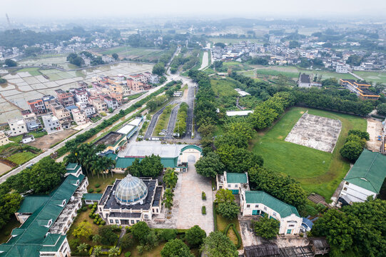 Aerial view of Kaiping City Park in Jiangmen City, Guangdong Province
