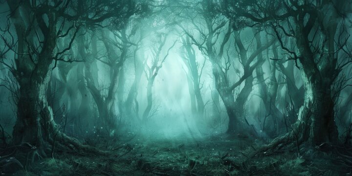 Enchanted Forest. Spooky forest background high detailed plain background concept
