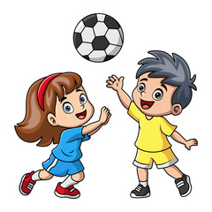 Cute Kids cartoon playing volleyball