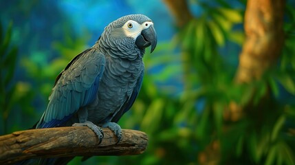 Obraz premium A charming gray parrot at the zoo.