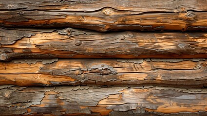 Fototapeta premium Experience the rustic beauty of aged wood. The rich textures and vibrant colors showcase nature's artistry, a testament to time's passage in a warm and inviting atmosphere.