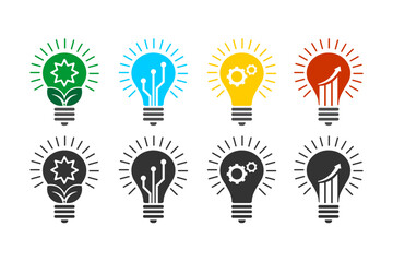 Set of light bulb represent effective business idea 