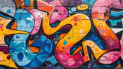A Stunning Display of Urban Artistry: Vibrant Graffiti Merging Color and Creativity, Capturing the Lively Spirit of Street Culture Through Intricate Designs and Bold Hues