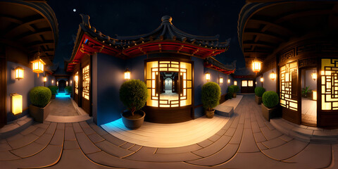 Obraz premium HDRI Chinese Garden Environment Equirectangular Panorama 30