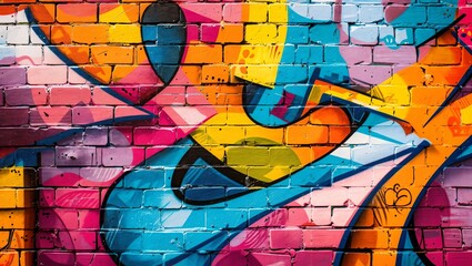 Vibrant Urban Expressions Captured in Stunning Graffiti: A Kaleidoscope of Colors and Shapes Creating an Energetic Atmosphere on a City Wall, Evoking Creativity and Freedom.