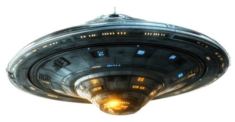 ufo alien ship isolated on transparent background