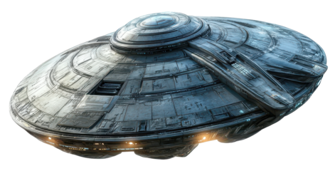 ufo alien ship isolated on transparent background