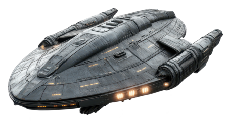 alien battle ship isolated on transparent background