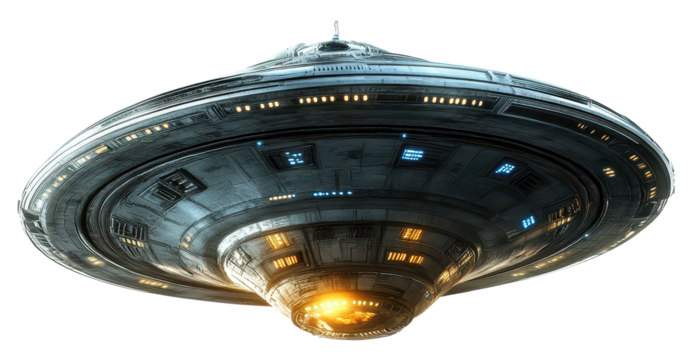 ufo alien ship isolated on transparent background