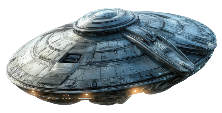 ufo alien ship isolated on transparent background