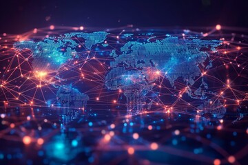 Fototapeta premium Global Digital Business Network Connection Illustration created with Generative AI
