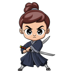 Cute samurai warrior boy cartoon