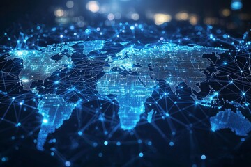 Obraz premium Global Digital Business Network Connection Illustration created with Generative AI