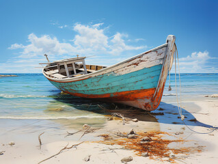 Obraz premium Fantastic Ship on beach against sky